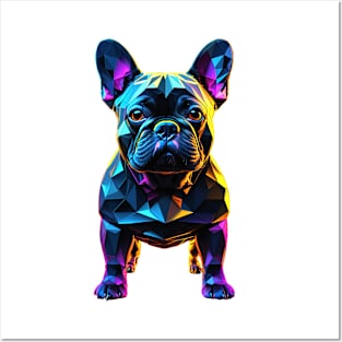 Neon French Bulldog Geometric Posters and Art